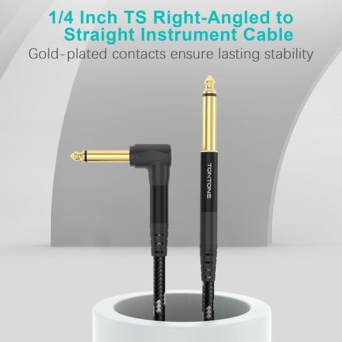 1/4 Inch Guitar Cable 2-Pack, 3.3FT Right Angle to Straight Instrument Cable, Quarter Inch 6.35mm TS Audio Cable for Electric Guitar, Bass, Keyboard, Mixer, Amplifier in Saudi Arabia