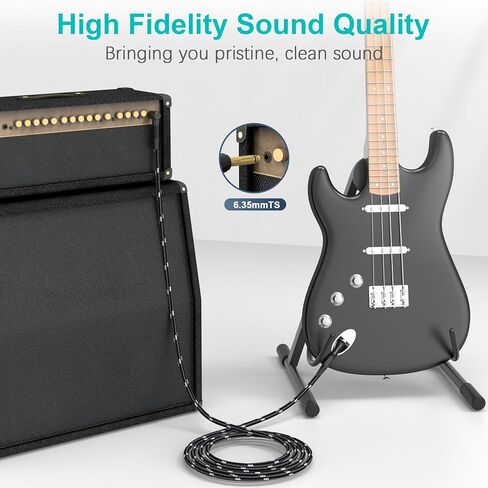 1/4 Inch Guitar Cable 2-Pack, 3.3FT Right Angle to Straight Instrument Cable, Quarter Inch 6.35mm TS Audio Cable for Electric Guitar, Bass, Keyboard, Mixer, Amplifier in Saudi Arabia