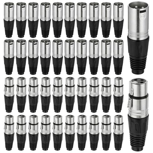 SHENLIU 40 Pcs 3 Pin XLR Solder Type Connector, 20 Male and 20 Female Zinc Alloy Microphone Audio Plug High Conductivity and Ultra-Low Noise for Studio Home Theater Live Performance in Kuwait