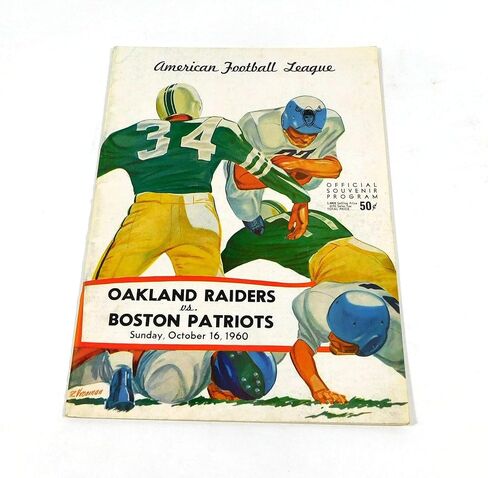 1960 بوسطن باتريوتس في برنامج أوكلاند رايدرز لكرة القدم AFL 10-16-60 - برامج NFL in Saudi Arabia