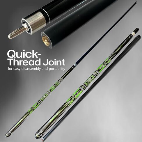 Tai ba cues 2-Piece Pool Stick with case, 13mm Multilayer Leather Tip, 58", Hardwood Canadian Maple Professional Billiard Pool Cue Stick, Fibergalss Shaft, 18, 19, 20, 21 Oz (Selectable) in Kuwait