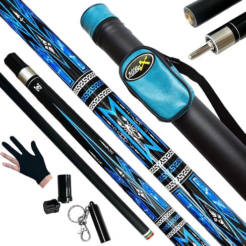 عصا حمام السباحة من قطعتين من Tai ba cues مع حافظة، طرف جلدي متعدد الطبقات 13 مم، 58 بوصة، عصا البلياردو الاحترافية من خشب القيقب الكندي الصلب، عمود من الألياف الزجاجية، 18، 19، 20، 21 أونصة (قابلة للتحديد) in Saudi Arabia