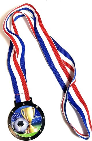 10 Pack of Large 2.25 Inch Soccer Award Medals with Attached Neck Ribbons Trophy Medal Trophies Gift Prize Team Black Gold Star UV in Saudi Arabia