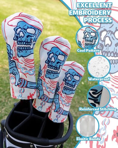 Golf Club Head Covers,1pc Fairway Golf Headcovers for Woods, PU Leather with Advanced Embroidery for Most Brands in Saudi Arabia