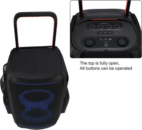 غطاء غبار حقيبة سفر لجهاز JBL PartyBox 520 - مكبر صوت محمول يعمل بالبطارية وميكروفون وشاحن وملحقات، حقيبة حماية محمولة لجهاز JBL PartyBox 520، أسود in Kuwait