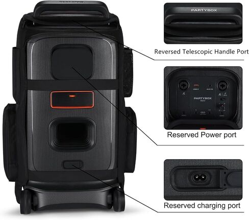 غطاء غبار حقيبة سفر لجهاز JBL PartyBox 520 - مكبر صوت محمول يعمل بالبطارية وميكروفون وشاحن وملحقات، حقيبة حماية محمولة لجهاز JBL PartyBox 520، أسود in Kuwait