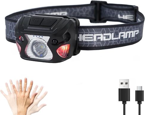 Outdoor Head Lamp, Rechargeable Type-C, 6Modes, 1000+ Lumens, IPX5 Waterproof Flashlight, 12 Hour Continuous Lighting Ideal for Camping Flashlights, Reading, Sports, Running, Hiking, Fishing in Saudi Arabia