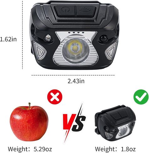 Outdoor Head Lamp, Rechargeable Type-C, 6Modes, 1000+ Lumens, IPX5 Waterproof Flashlight, 12 Hour Continuous Lighting Ideal for Camping Flashlights, Reading, Sports, Running, Hiking, Fishing in Saudi Arabia