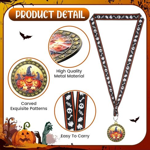 36 Pcs Halloween Pumpkin Medals Bulk 2 Inch Metal Halloween Awards Medals Pumpkin Trophy with Neck Ribbons, Gold Silver Bronze Medal 1st 2nd 3rd Prizes for Costume Contest Party Favor in Saudi Arabia