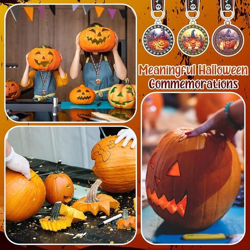 36 Pcs Halloween Pumpkin Medals Bulk 2 Inch Metal Halloween Awards Medals Pumpkin Trophy with Neck Ribbons, Gold Silver Bronze Medal 1st 2nd 3rd Prizes for Costume Contest Party Favor in Saudi Arabia