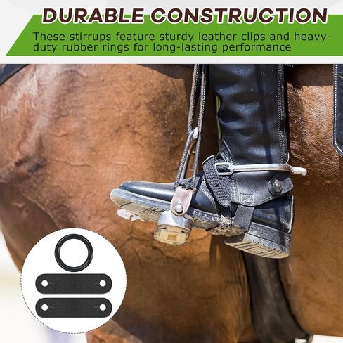 مجموعة حلقات مطاطية آمنة لركاب الطاووس من Soulchen وعلامات تبويب جلدية بديلة حلقات بديلة متينة لركاب الطاووس مثالية لركوب الفروسية in Kuwait