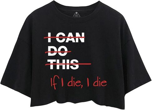 قميص قصير للنساء من IF I DIE I DIE - قمصان بدون أكمام للتمرين الساخرة المضحكة - تي شيرت يوجا كاجوال in Kuwait