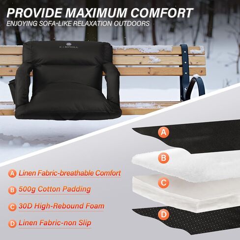 Wide Stadium Seat with Back Support & Padded Cushion,Portable Reclining Bleacher Seats,Camping Stadium Chair with Armrests,Waterproof in Saudi Arabia