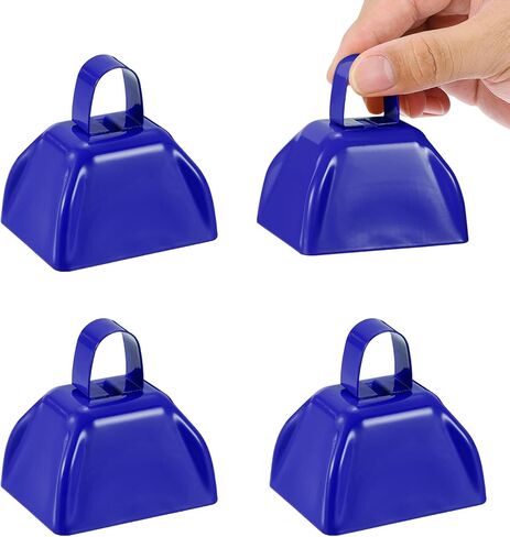 PATIKIL 4pcs Cow Bells for Football Games, 3inch Cowbells for Sporting Events Bulk Loud Noise Makers Metal Cow Bell with Handle for Cheering Competition Marathon Wedding, Orange in Saudi Arabia