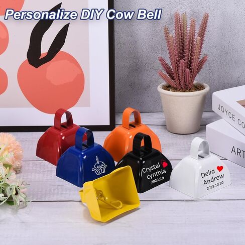 PATIKIL 4pcs Cow Bells for Football Games, 3inch Cowbells for Sporting Events Bulk Loud Noise Makers Metal Cow Bell with Handle for Cheering Competition Marathon Wedding, Orange in Saudi Arabia