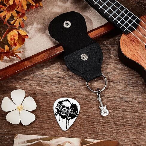 UNICRAFTALE 1Pcs Guitar Pick Gifts Stainless Steel Guitar Picks Waves Picks Personalized Ukiyo-E Line Painting Plectrum with Pu Leather Case for Musician Lover Birthday in Saudi Arabia