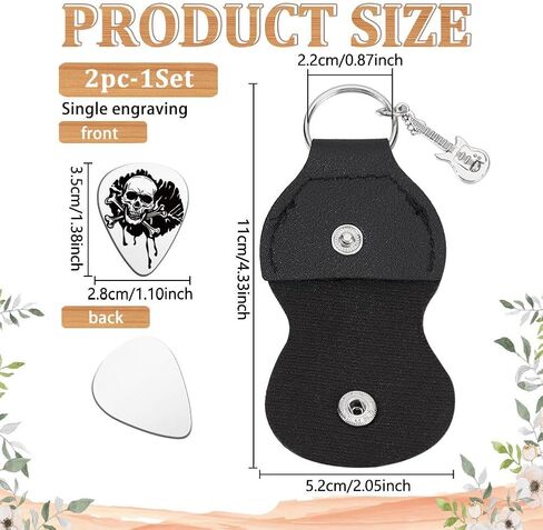 UNICRAFTALE 1Pcs Guitar Pick Gifts Stainless Steel Guitar Picks Waves Picks Personalized Ukiyo-E Line Painting Plectrum with Pu Leather Case for Musician Lover Birthday in Saudi Arabia