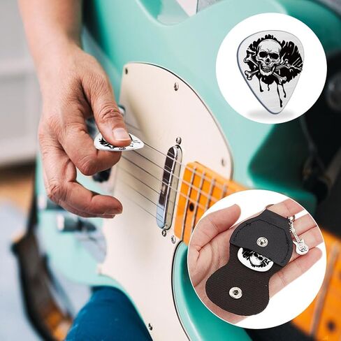 UNICRAFTALE 1Pcs Guitar Pick Gifts Stainless Steel Guitar Picks Waves Picks Personalized Ukiyo-E Line Painting Plectrum with Pu Leather Case for Musician Lover Birthday in Saudi Arabia