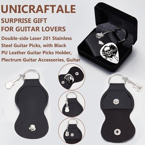 UNICRAFTALE 1Pcs Guitar Pick Gifts Stainless Steel Guitar Picks Waves Picks Personalized Ukiyo-E Line Painting Plectrum with Pu Leather Case for Musician Lover Birthday in Saudi Arabia