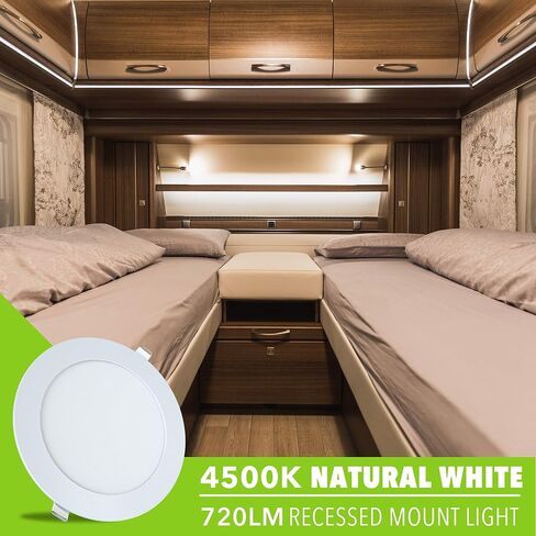 LeisureLED 5 حزمة RV قارب راحة السقف ضوء 720 التجويف سوبر سليم LED لوحة ضوء DC 12V 5.75 "9W كامل الألومنيوم النازل (أبيض بارد) in Saudi Arabia