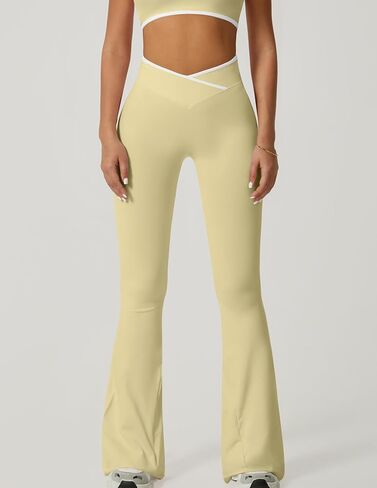 Women's High-Waisted Flared Leggings Pants Soft Skin-Friendly Tummy Control for Yoga Gym and Casual Wear in Saudi Arabia