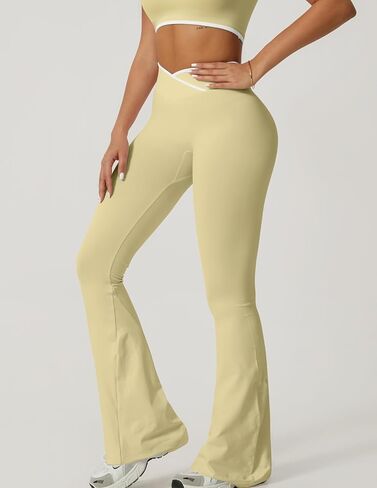 Women's High-Waisted Flared Leggings Pants Soft Skin-Friendly Tummy Control for Yoga Gym and Casual Wear in Saudi Arabia