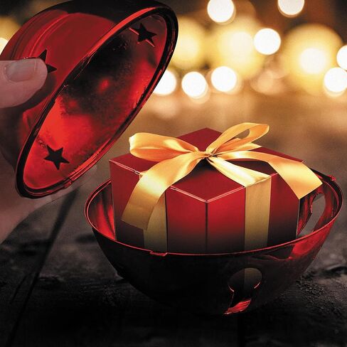 Haute Decor Adapt Nesting Jingle Bells (حزمة من 4 قطع باللون الأحمر اللامع) - حجم كبير بقطر 120 مم (4.7 بوصة) - زينة شجرة عيد الميلاد للاستخدام الداخلي أو الخارجي - تخزين مضغوط in Kuwait