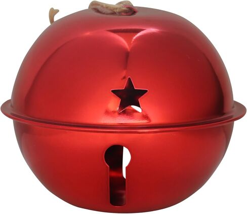 Haute Decor Adapt Nesting Jingle Bells (حزمة من 4 قطع باللون الأحمر اللامع) - حجم كبير بقطر 120 مم (4.7 بوصة) - زينة شجرة عيد الميلاد للاستخدام الداخلي أو الخارجي - تخزين مضغوط in Kuwait