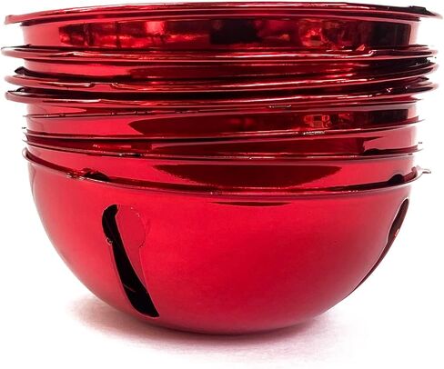 Haute Decor Adapt Nesting Jingle Bells (حزمة من 4 قطع باللون الأحمر اللامع) - حجم كبير بقطر 120 مم (4.7 بوصة) - زينة شجرة عيد الميلاد للاستخدام الداخلي أو الخارجي - تخزين مضغوط in Kuwait