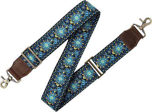 Levy's Leathers Purse and Bag Strap Replacement 2" Wide Jacquard Top with Soft Garment Leather Backing, Brown and Yellow (M10HTVRP-20) in Saudi Arabia