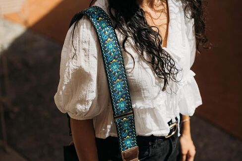 Levy's Leathers Purse and Bag Strap Replacement 2" Wide Jacquard Top with Soft Garment Leather Backing, Brown and Yellow (M10HTVRP-20) in Saudi Arabia