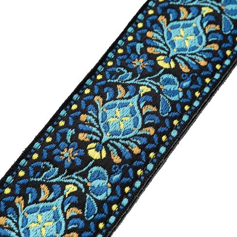 Levy's Leathers Purse and Bag Strap Replacement 2" Wide Jacquard Top with Soft Garment Leather Backing, Brown and Yellow (M10HTVRP-20) in Saudi Arabia