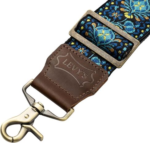 Levy's Leathers Purse and Bag Strap Replacement 2" Wide Jacquard Top with Soft Garment Leather Backing, Brown and Yellow (M10HTVRP-20) in Saudi Arabia
