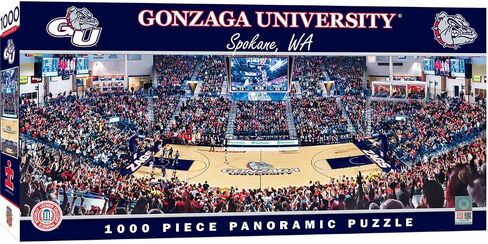 ماستربيس - أحجية الصور المقطوعة 1000 قطعة، NCAA Gonzaga Bulldogs، منظر بانورامي لملعب كرة السلة، ممتعة للبالغين والعائلة، 13 بوصة × 39 بوصة in Saudi Arabia