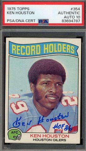 كين هيوستن جيم مينت 10 PSA DNA موقعة 1975 Topps Autograph - بطاقات كرة قدم موقعة من اتحاد كرة القدم الأميركي in Saudi Arabia