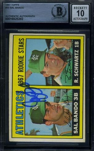 Sal Bando Gem Mint 10 Beckett BAS Signed 1967 Topps Rookie Autograph - Baseball Slabbed Autographed Cards in Saudi Arabia