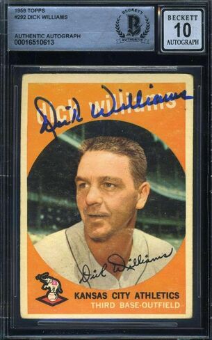 Dick Williams Gem Mint 10 Beckett BAS Signed 1959 Topps Autograph - Baseball Slabbed Autographed Cards in Saudi Arabia