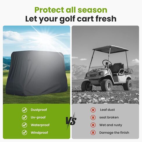 BENVOL 2/4 Passenger Golf Cart Cover for Yamaha EZGO Club Car, 420T Waterproof Polyester with Silver Coating, Windproof Sunproof All-Weather Protection, Universal Fit for 2-4 Seat Golf Carts 95*48*73 in Saudi Arabia