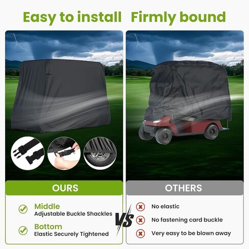BENVOL 2/4 Passenger Golf Cart Cover for Yamaha EZGO Club Car, 420T Waterproof Polyester with Silver Coating, Windproof Sunproof All-Weather Protection, Universal Fit for 2-4 Seat Golf Carts 95*48*73 in Saudi Arabia