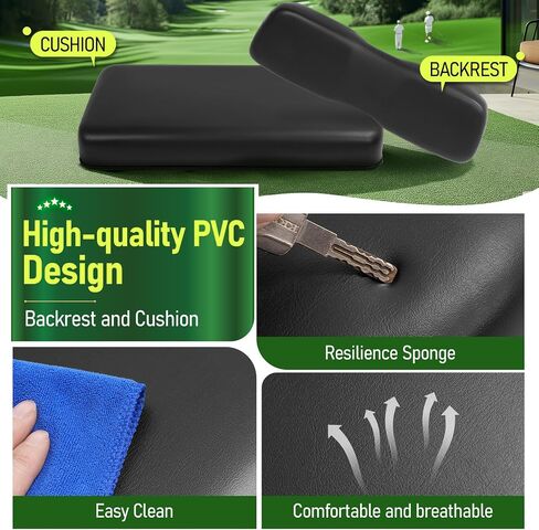 Golf Cart Front Seat Bottom & Seat Backrest Compatible with 2000.5-up Club Car DS Seat Bottom and Back Tan Plastic Foam Wood in Saudi Arabia
