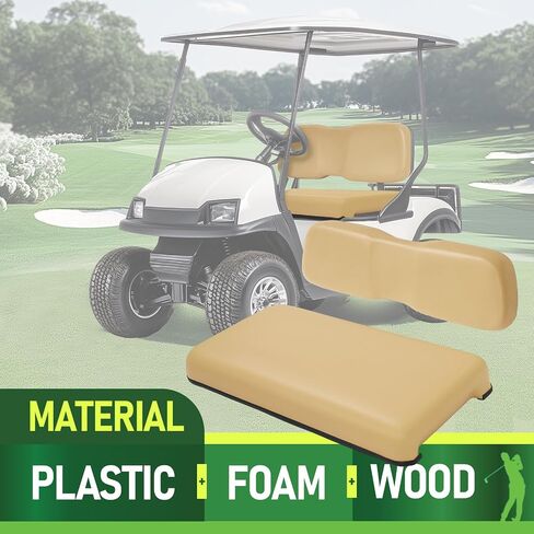 Golf Cart Front Seat Bottom & Seat Backrest Compatible with 2000.5-up Club Car DS Seat Bottom and Back Tan Plastic Foam Wood in Saudi Arabia