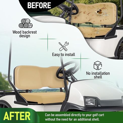 Golf Cart Front Seat Bottom & Seat Backrest Compatible with 2000.5-up Club Car DS Seat Bottom and Back Tan Plastic Foam Wood in Saudi Arabia