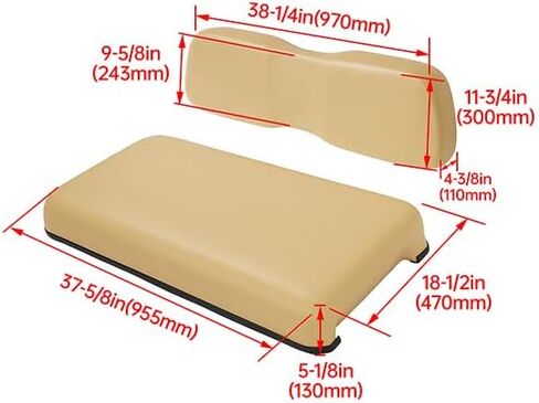 Golf Cart Front Seat Bottom & Seat Backrest Compatible with 2000.5-up Club Car DS Seat Bottom and Back Tan Plastic Foam Wood in Saudi Arabia