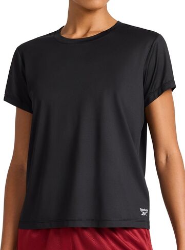 Reebok Women's Weightless Short Sleeve Mesh Crewneck T-Shirt, Standard Fit, Stretch Poly Fabric in Saudi Arabia