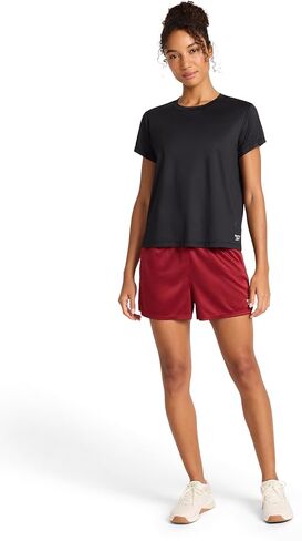 Reebok Women's Weightless Short Sleeve Mesh Crewneck T-Shirt, Standard Fit, Stretch Poly Fabric in Saudi Arabia
