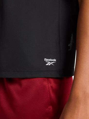 Reebok Women's Weightless Short Sleeve Mesh Crewneck T-Shirt, Standard Fit, Stretch Poly Fabric in Saudi Arabia