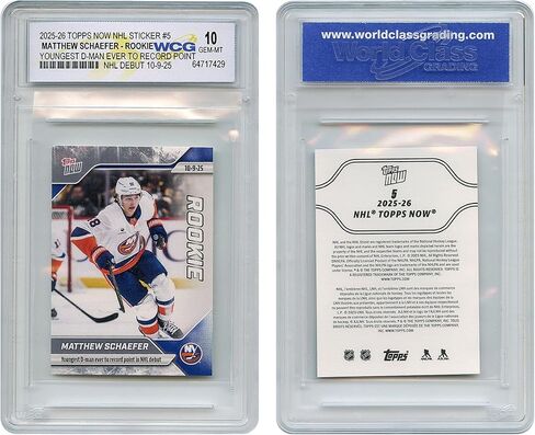 2025 Topps Hockey #1 Draft Pick NHL Matthew Schaefer Rookie Card Sticker RC #5 - Graded GEM-Mint 10 in Saudi Arabia