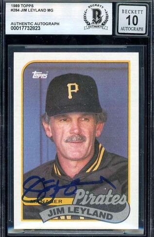 Jim Leyland Gem Mint 10 Beckett BAS Signed 1989 Topps Autograph - Baseball Slabbed Autographed Cards in Saudi Arabia