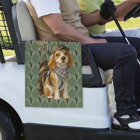 Beagle Dog Golf Towel - Retro Puppy Golf Bag Accessories Towel, Trendy Preppy Disc Weave Waffle & Ball Towels with Carabiner Clip Birthady Gifts for Golfer Women Dog Lover, 16"x24" in Saudi Arabia
