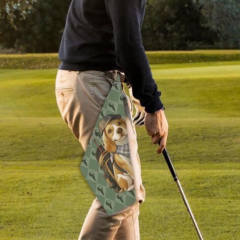 Beagle Dog Golf Towel - Retro Puppy Golf Bag Accessories Towel, Trendy Preppy Disc Weave Waffle & Ball Towels with Carabiner Clip Birthady Gifts for Golfer Women Dog Lover, 16"x24" in Saudi Arabia